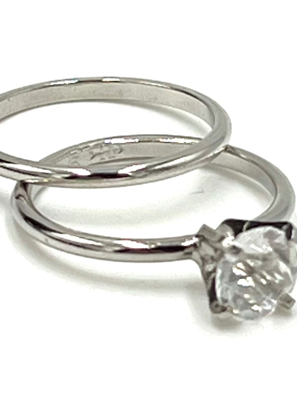 Vintage Uncas Silvertone Bridal Solitaire Ring/Band Set